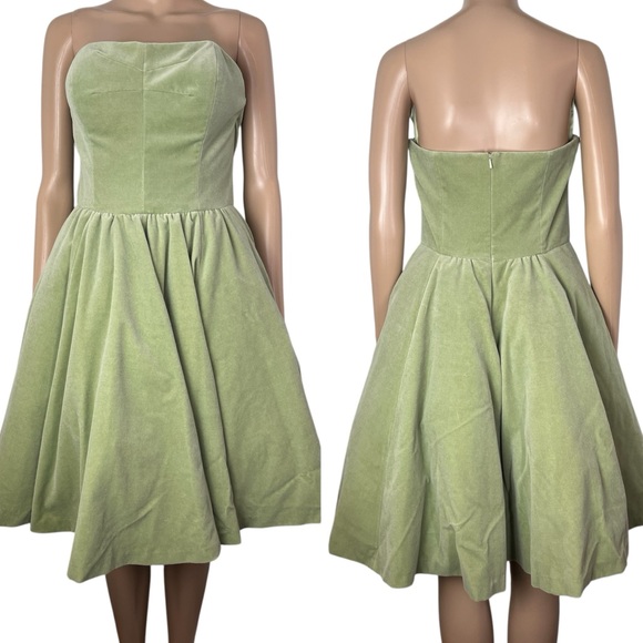Ted Baker London Dresses & Skirts - Ted Baker Langley Janini Retro Style Strapless Velvet A-Line Sage Green Dress